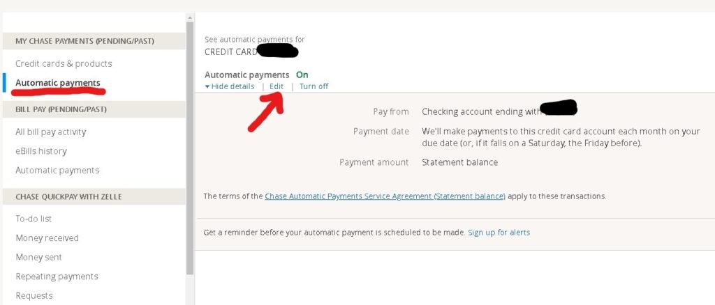 screenshot automatic bill payment