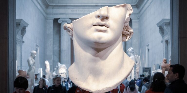 white head bust in museum