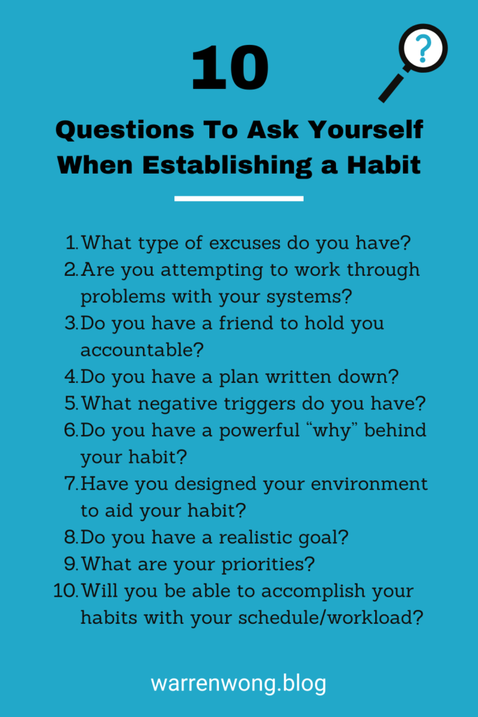 10 questions to ask yourself when establishing a new habit