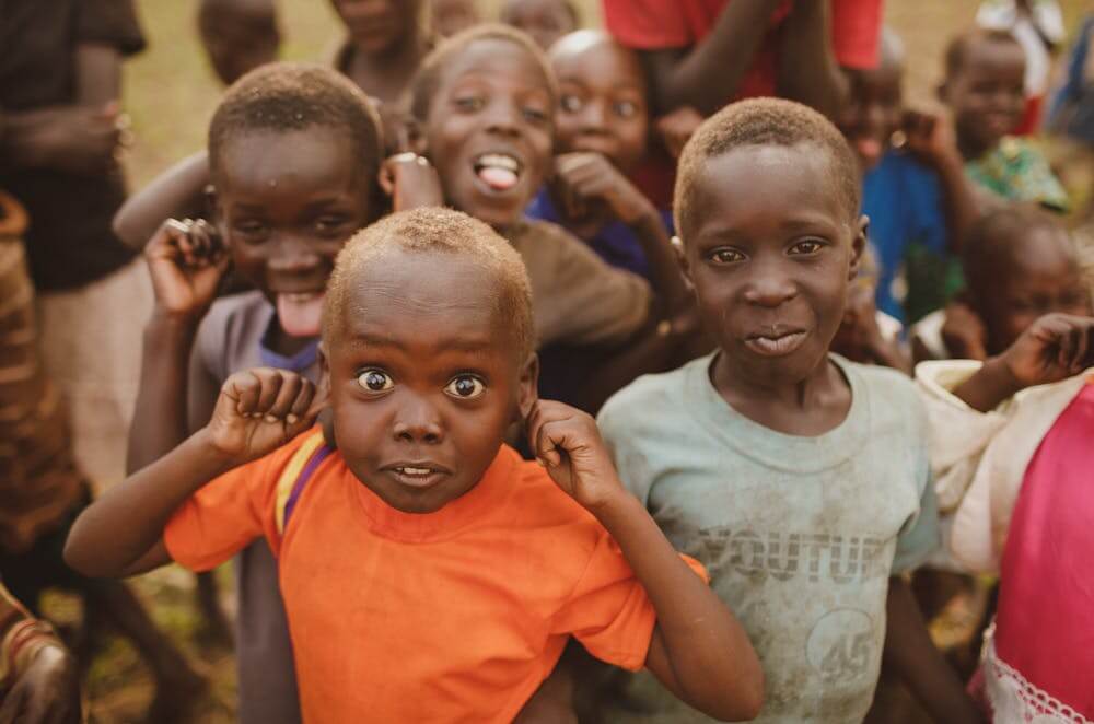 African kids making funny faces