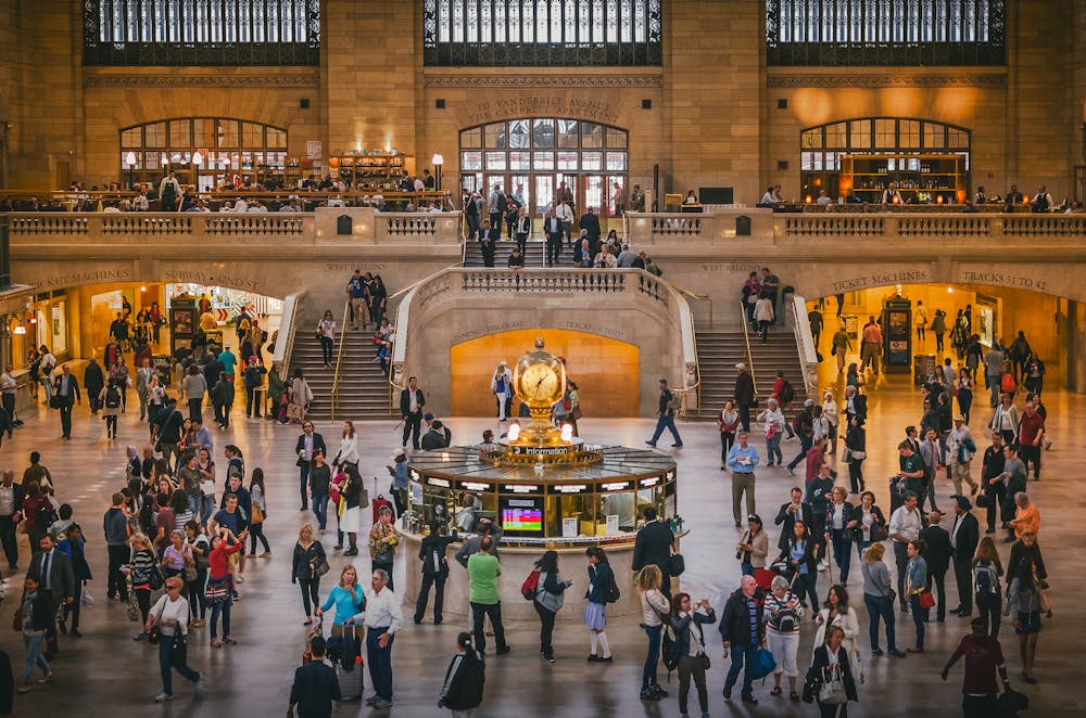 crowded nyc central station with many people
