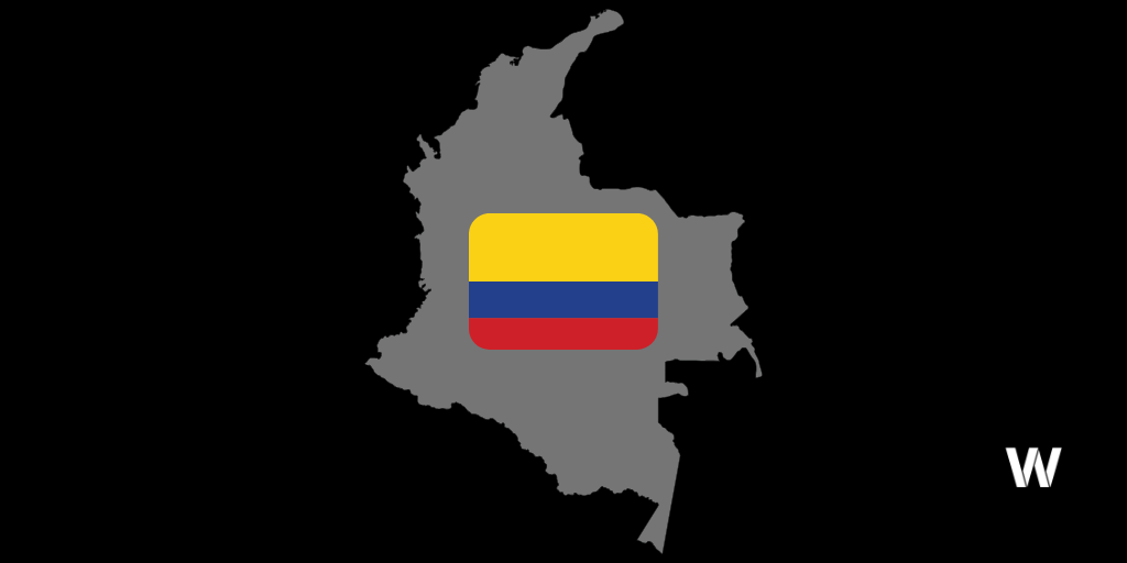 colombia flag and country land mass in background